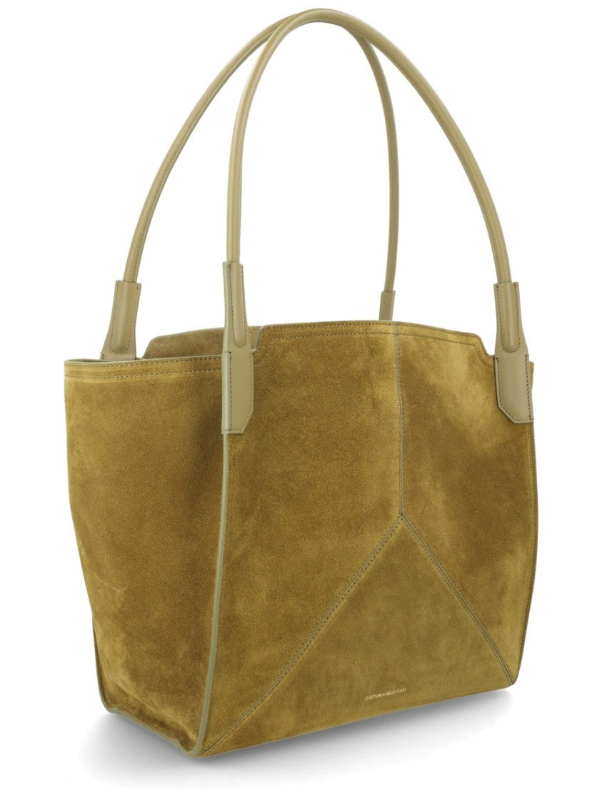 Victoria Beckham Suede Victoria Geometric Panel Shoulder Bag