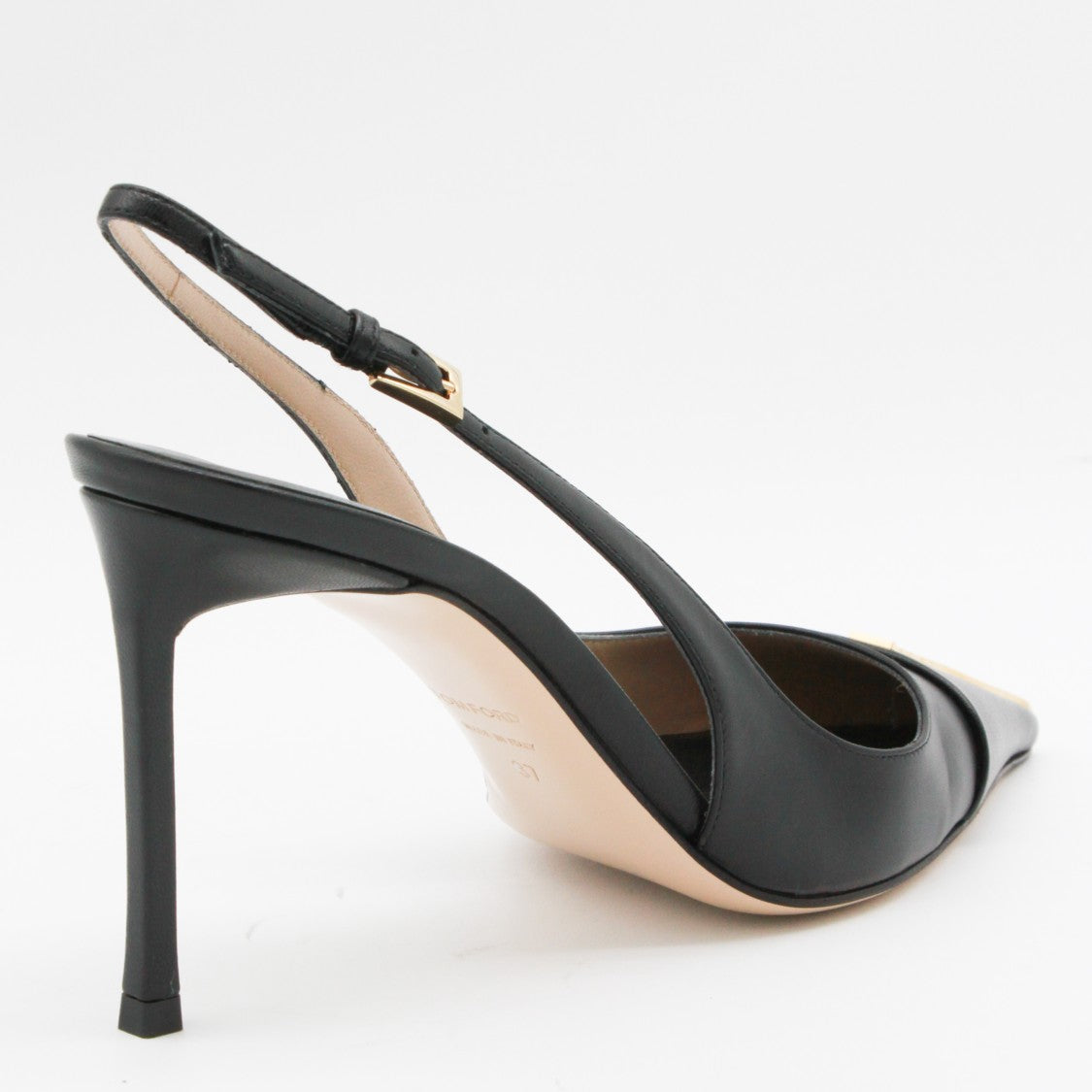 Tom Ford Pointed Toe Slingback High Heels With Gold-Tone Accent
