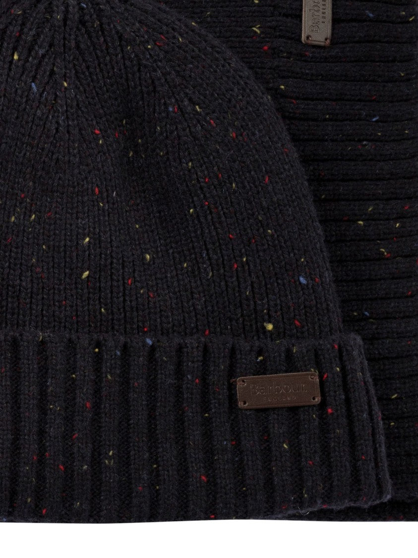 Barbour Ribbed Knit Cap And Scarf Set