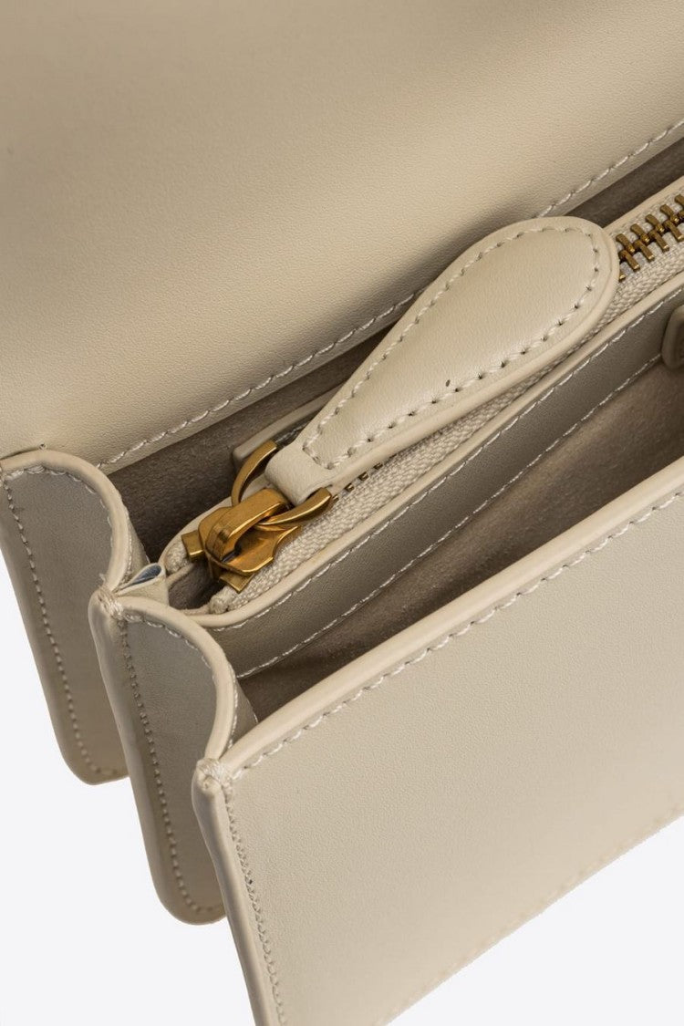 Pinko White Leather Shoulder Bag With Distinctive Gold Clasp