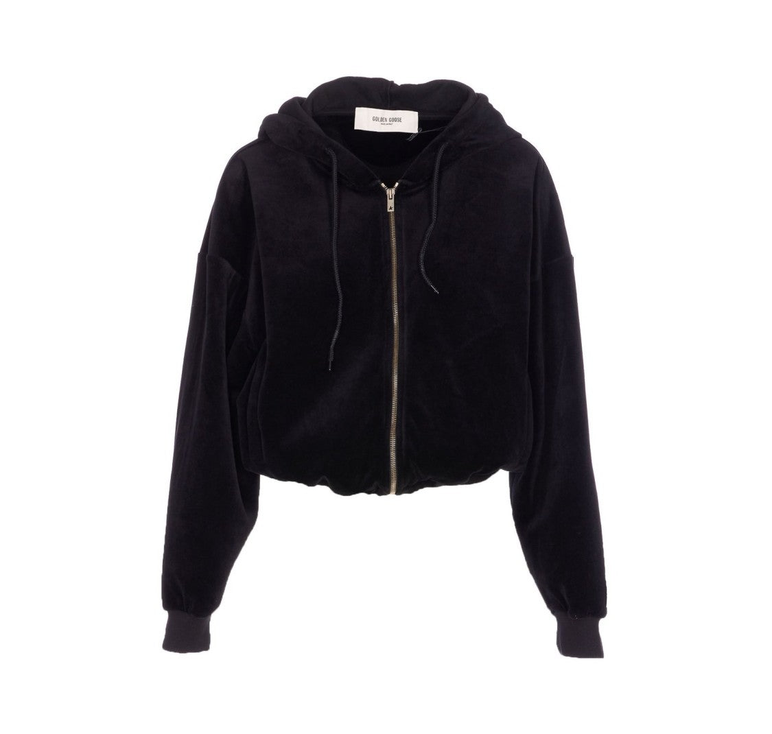 Golden Goose Cropped Bomber Hoodie In Double Chenille Jersey