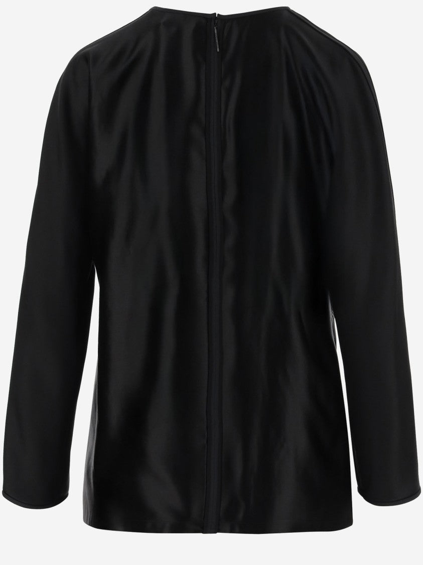 Giorgio Armani Shiny Effect Silk Sweatshirt With Crew Neck And Back Zipper Closure