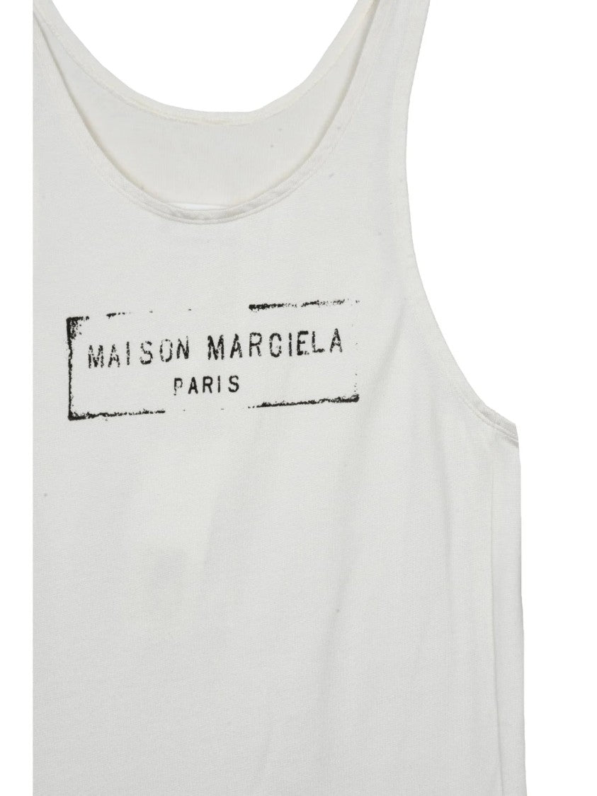 Maison Margiela White Viscose-Blend Logo Tank Top
