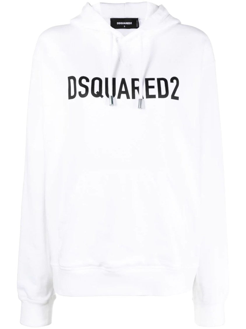 Dsquared2 Lightweight White Hoodie With Bold Logo