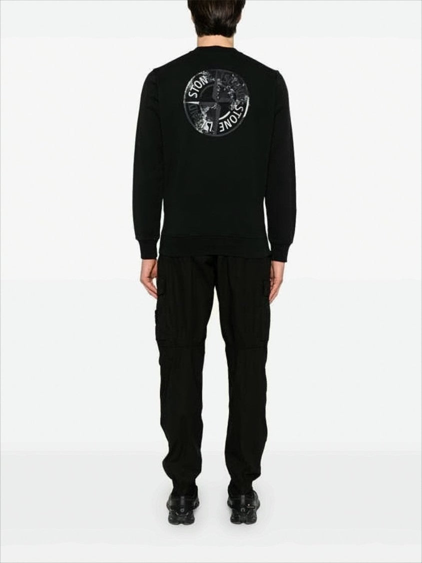 Stone Island Black Crewneck Sweatshirt With Logo Detailing