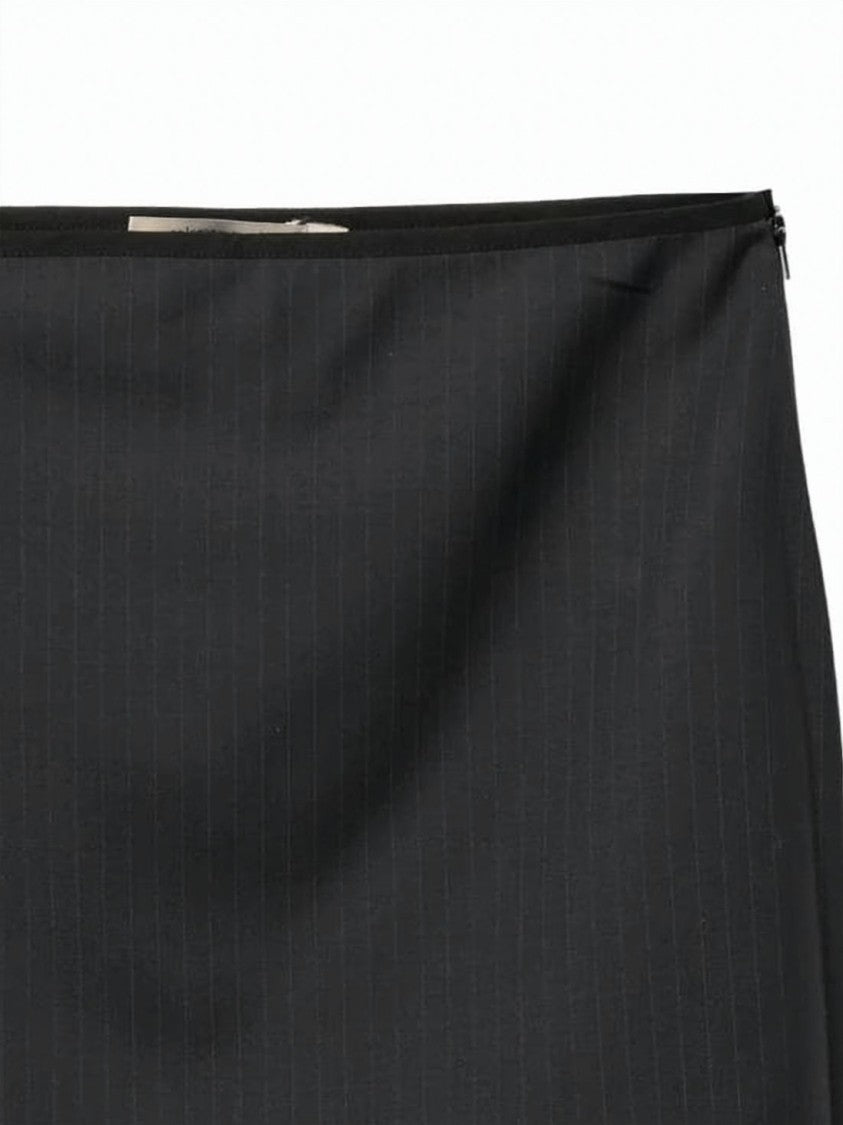 Paloma Wool Grey Pinstripe Straight Silhouette Midi Skirt