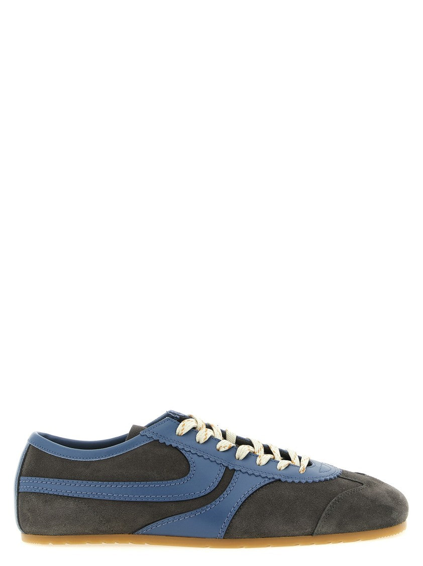 Dries Van Noten Soft Suede Sneakers With Smooth Leather Accents