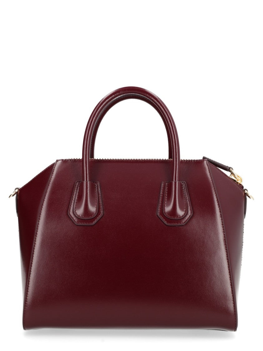 Givenchy Structured Small Handbag In Glossy Burgundy Calf Leather