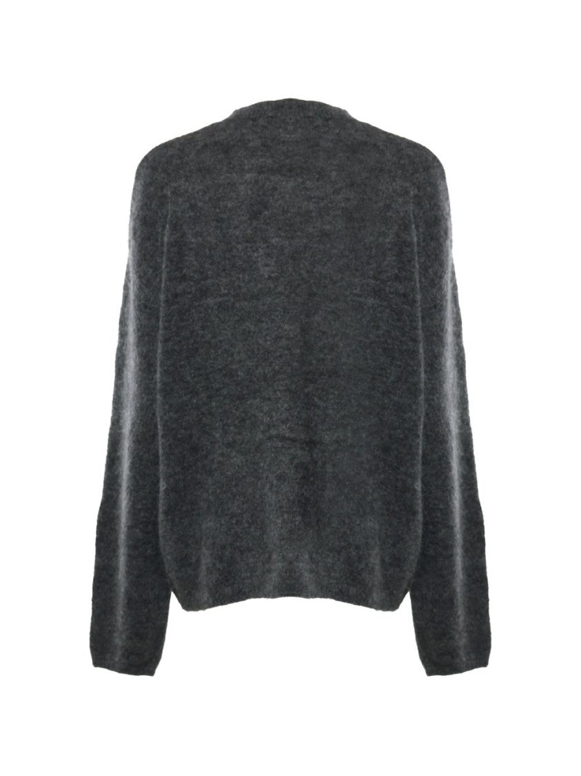 The Frankie Shop Fuzzy Texture Balloon Sleeves Wool Crewneck Sweater