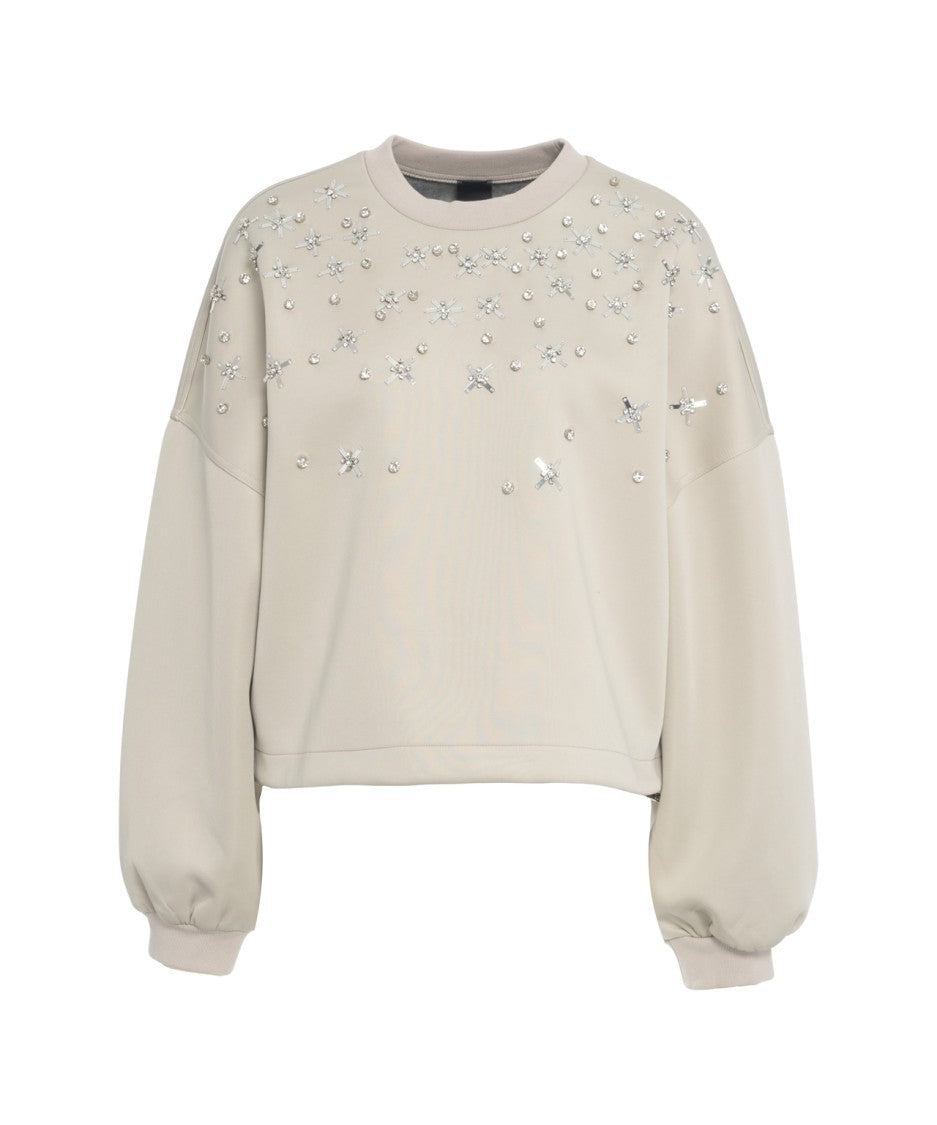 Pinko Floral Rhinestone And Pearl Embellished Sweatshirt