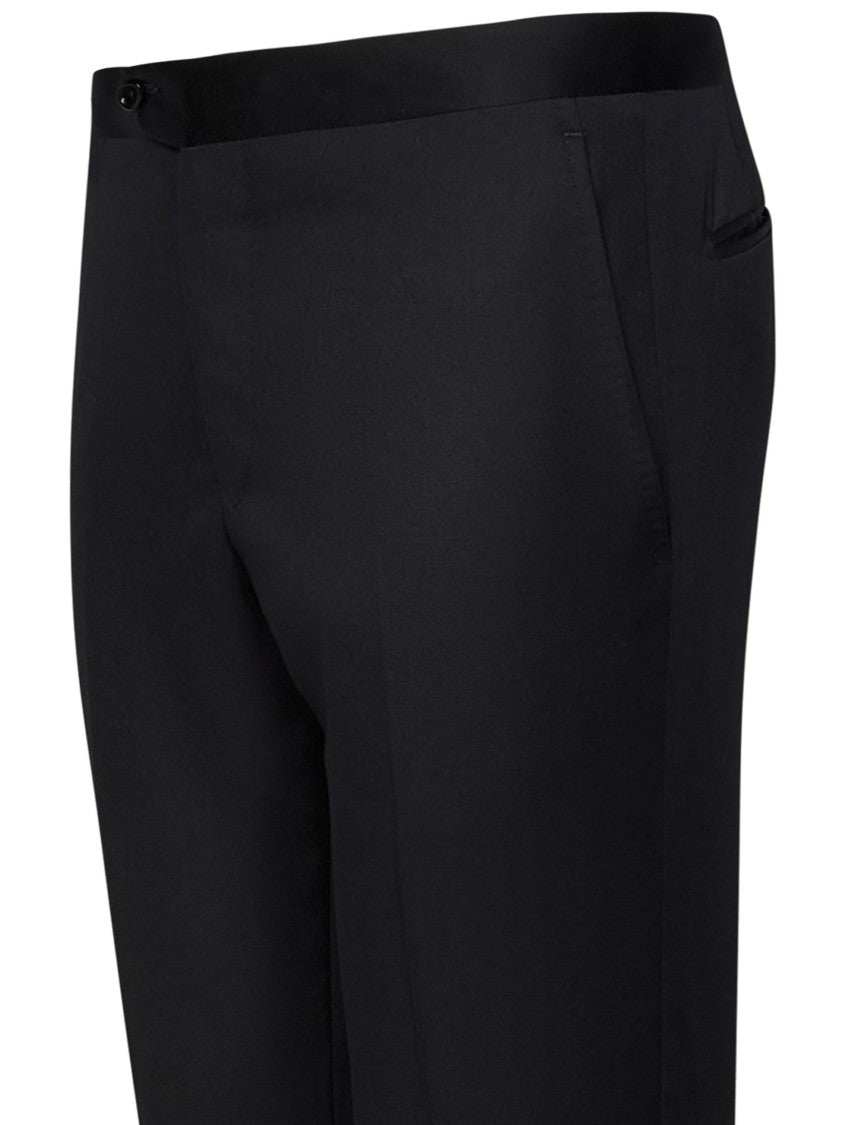 Franzese Collection Tailored Trousers In Black Virgin Wool