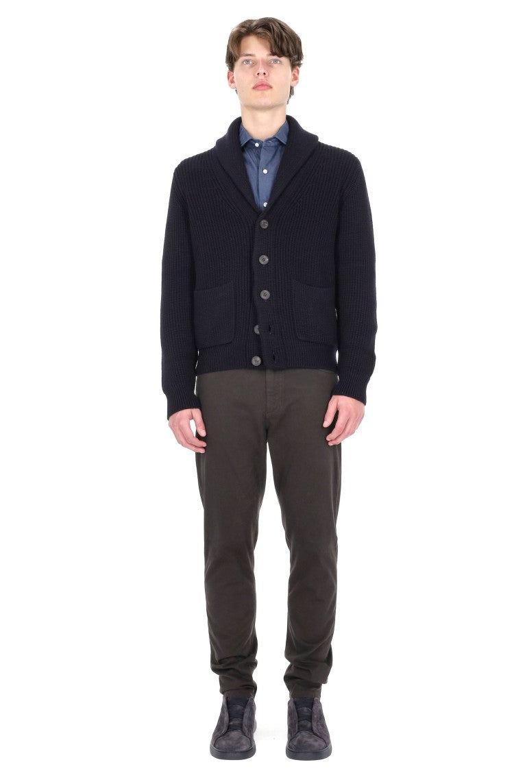 Drumohr Merino Wool Shawl-Collar Cardigan