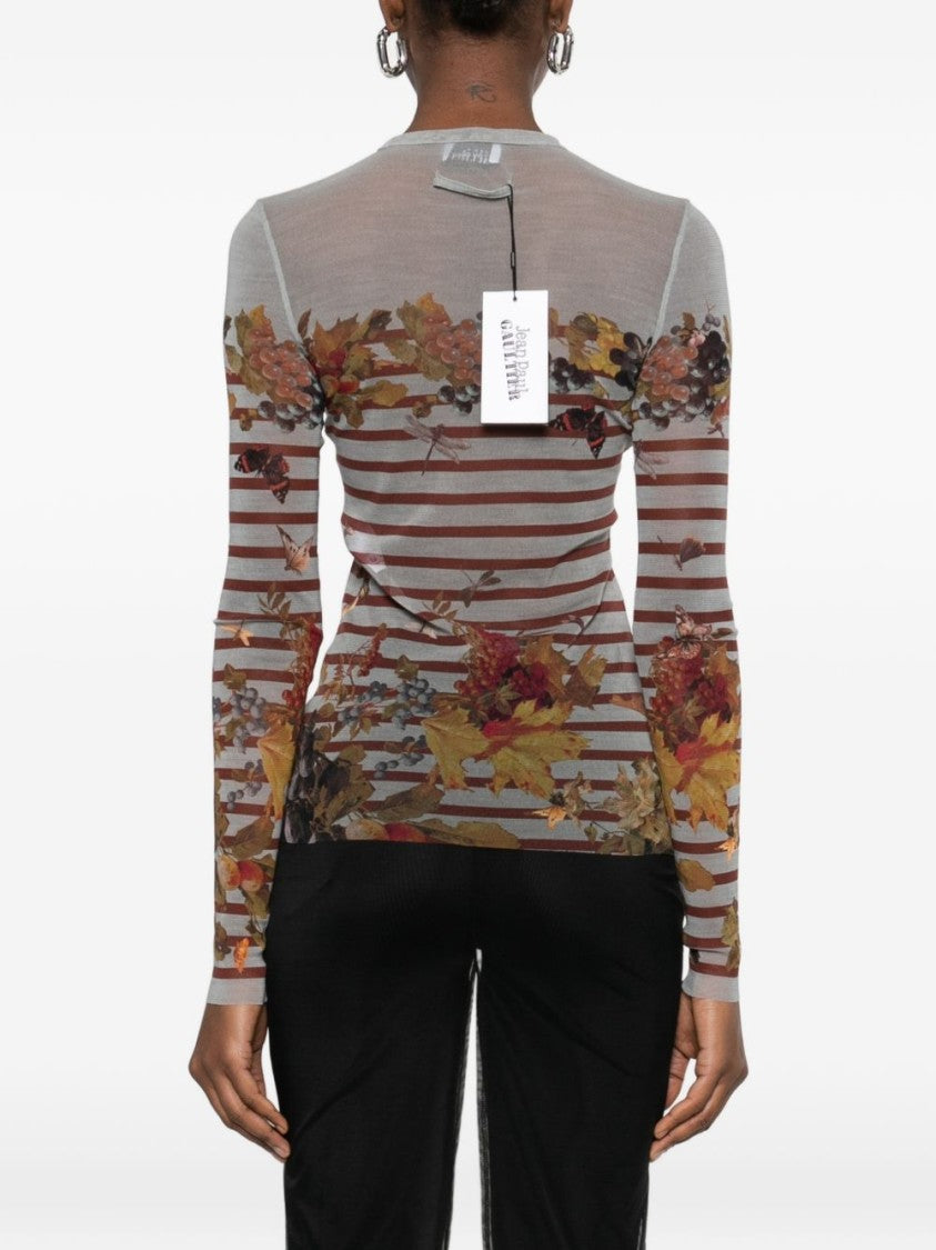 Jean Paul Gaultier Multicolour Silk And Nylon Graphic Top