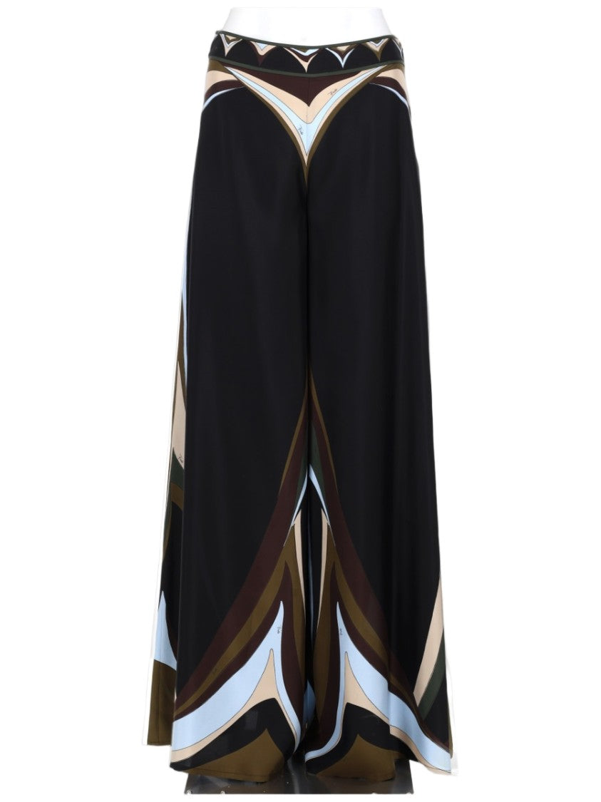 Pucci Palazzo Silk Abstract Symmetrical Pants
