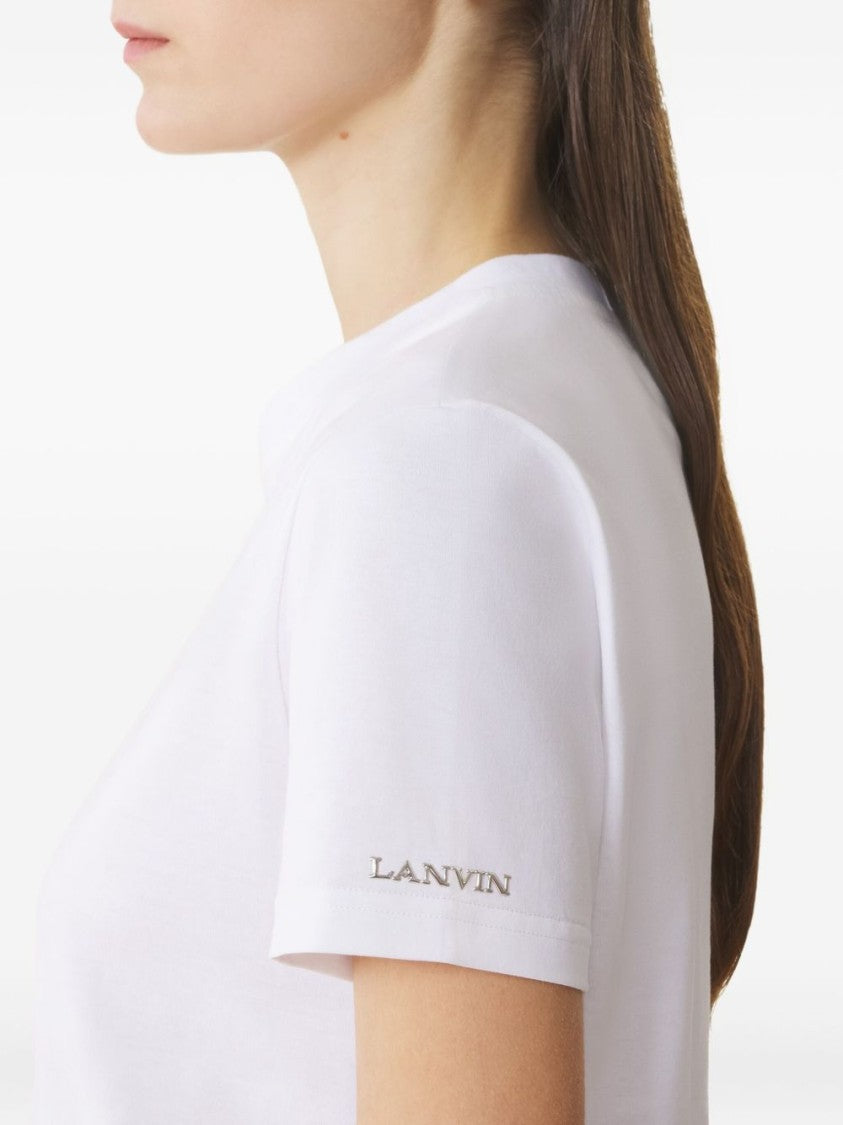 Lanvin White Minimalist Crew Neck Cotton Top