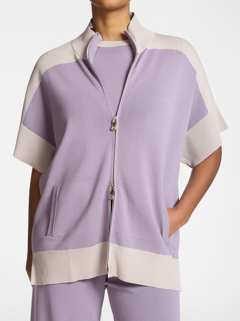 Elena Miro` Cappa Relaxed Fit Lavender/Beige Zip Jacket