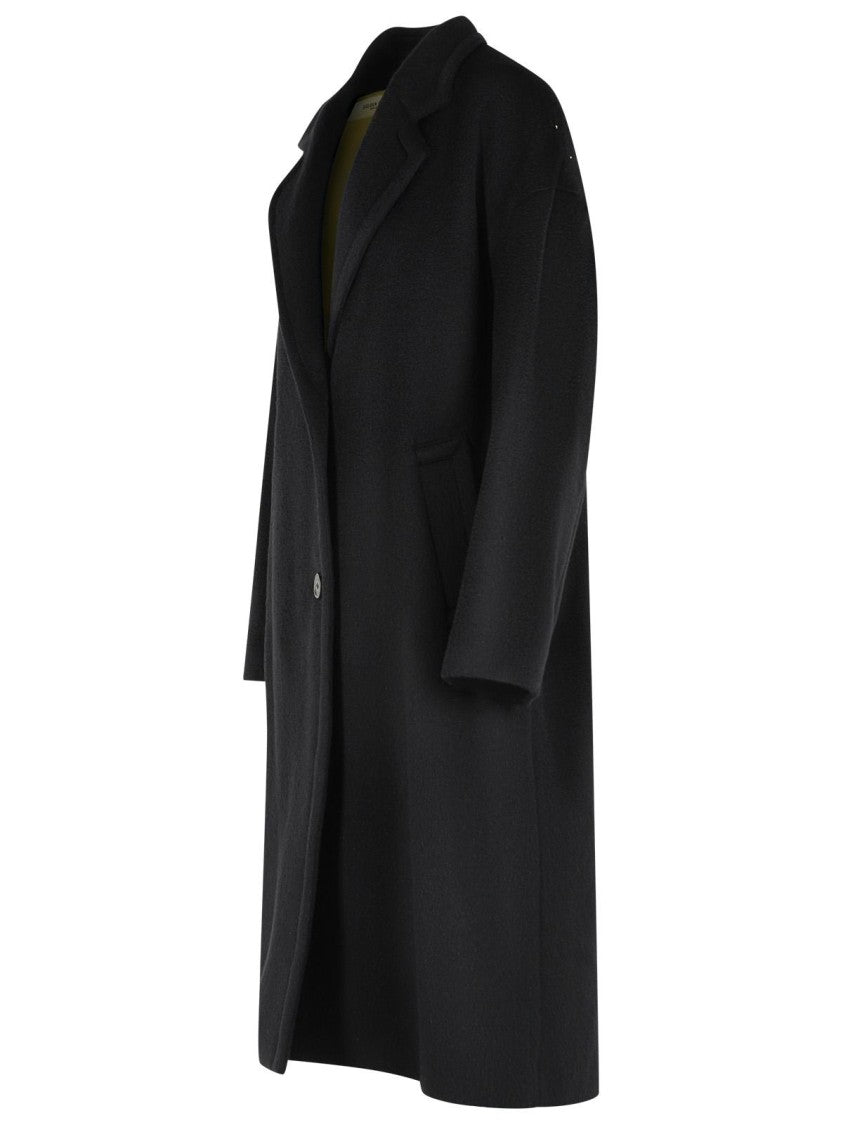 Golden Goose 'Cocoon' Single-Breasted Black Virgin Wool Blend Coat