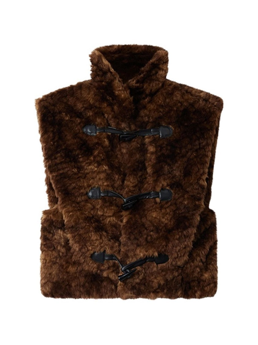 Isabel Marant Étoile Faux Fur High-Collar Toggle Cropped Jacket
