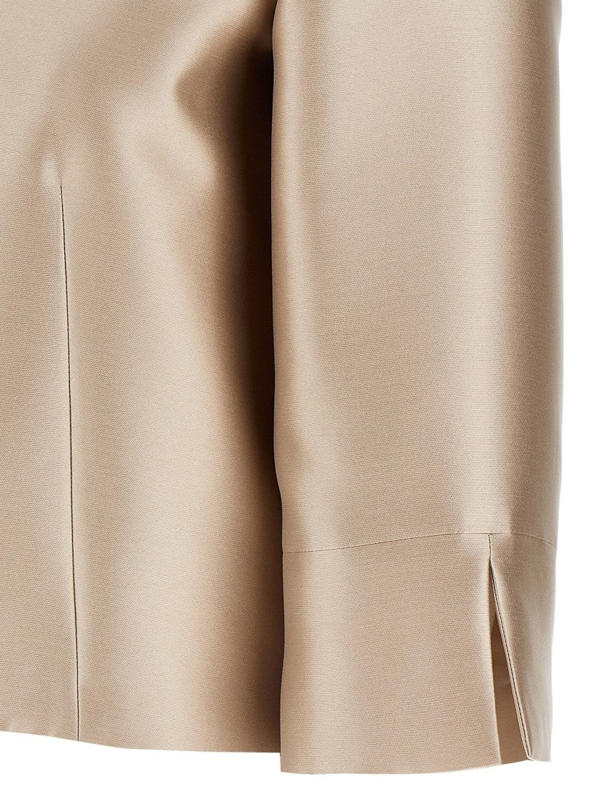 Alberta Ferretti Mikado Bolero Jacket With Crew Neck