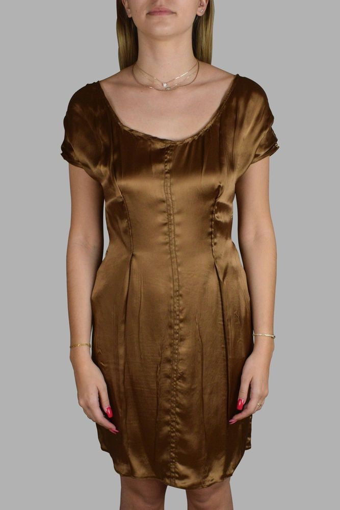 Prada Fluid Silky Brown Mini Dress