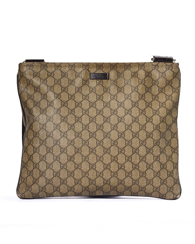 Gucci Large Men's Gg Supreme Shoulder Bag In Brown