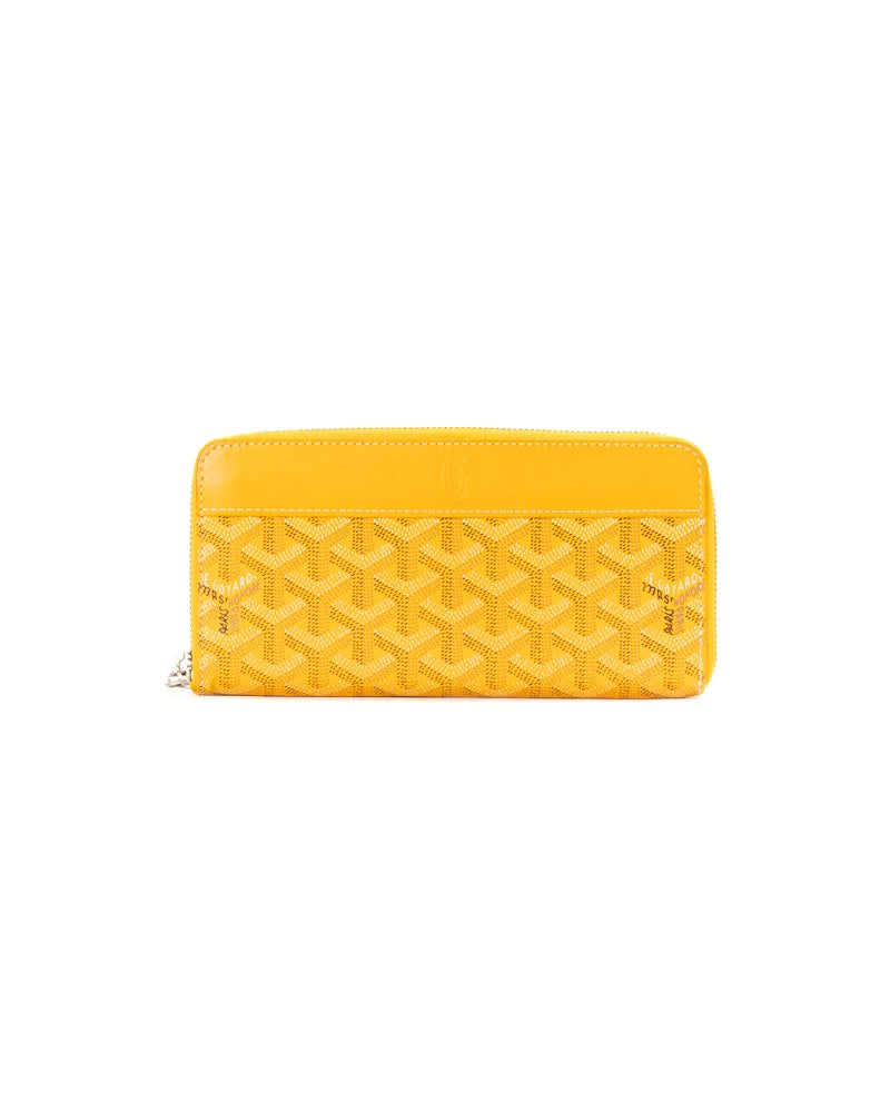 Goyard Yellow Goyardine Matignon Zip Wallet