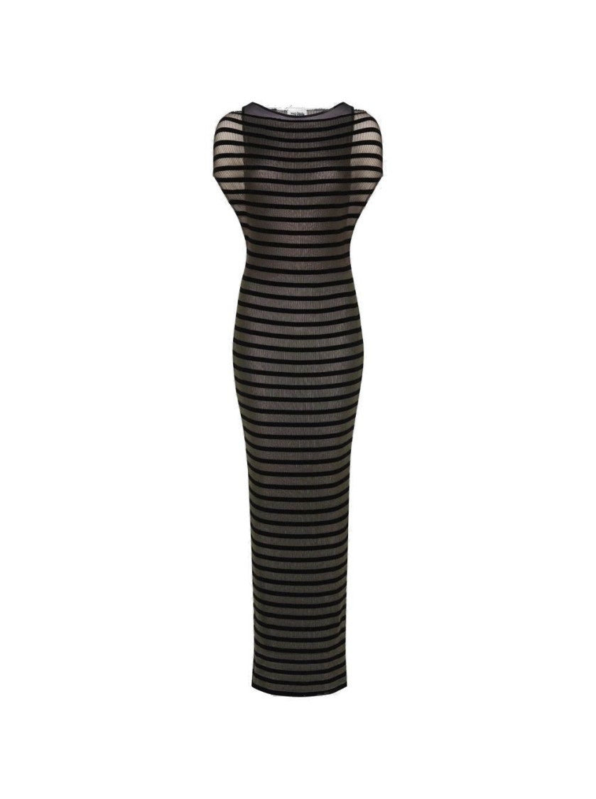 Jean Paul Gaultier Marinière Striped Long Dress Black