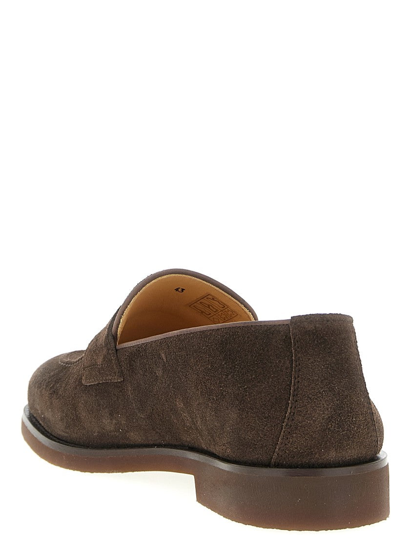 Brunello Cucinelli Classic Suede Penny Loafers With Natural Latex Sole