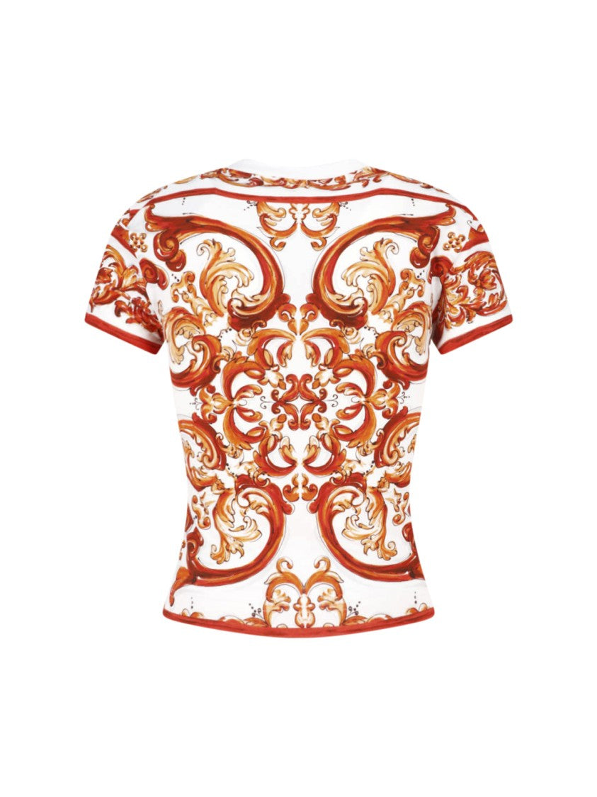 Dolce & Gabbana Fitted Short-Sleeve T-Shirt With Baroque-Inspired Print