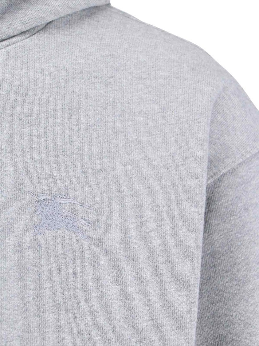 Burberry "Reilly Chk Pch" Hooded Sweatshirt In Grey Cotton