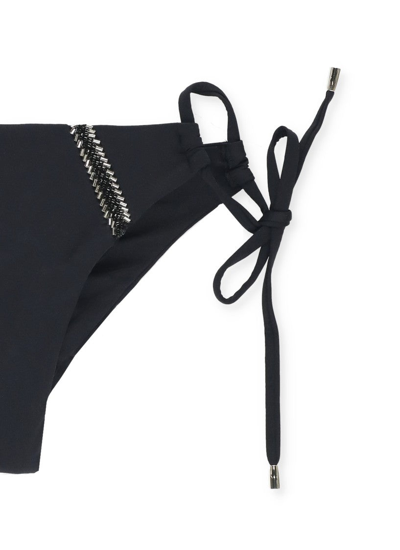 Miss Bikini Beaded Triangle Top Bikini With Self-Tie Laces