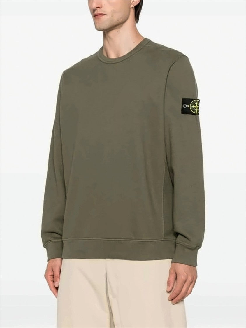 Stone Island Minimalist Olive Green Long-Sleeve Crewneck Sweatshirt