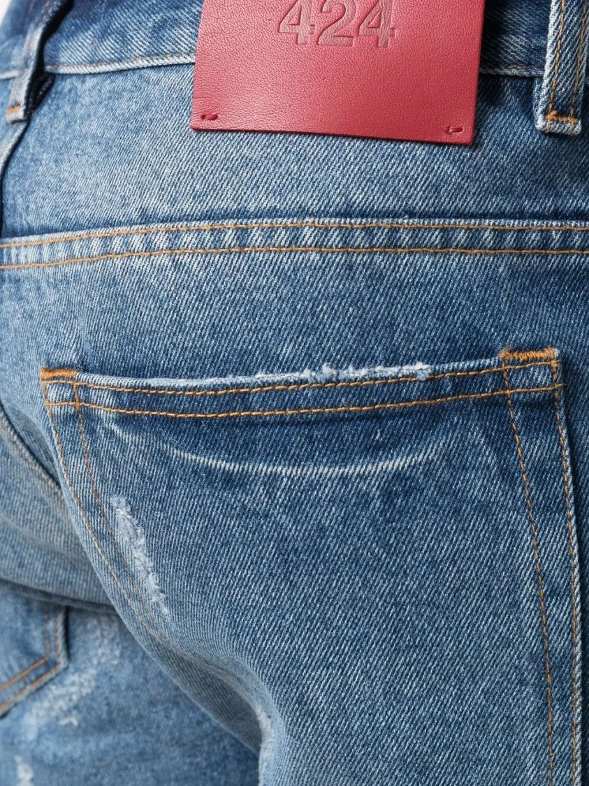 424 Blue Straight-Leg Denim Five-Pocket Jeans