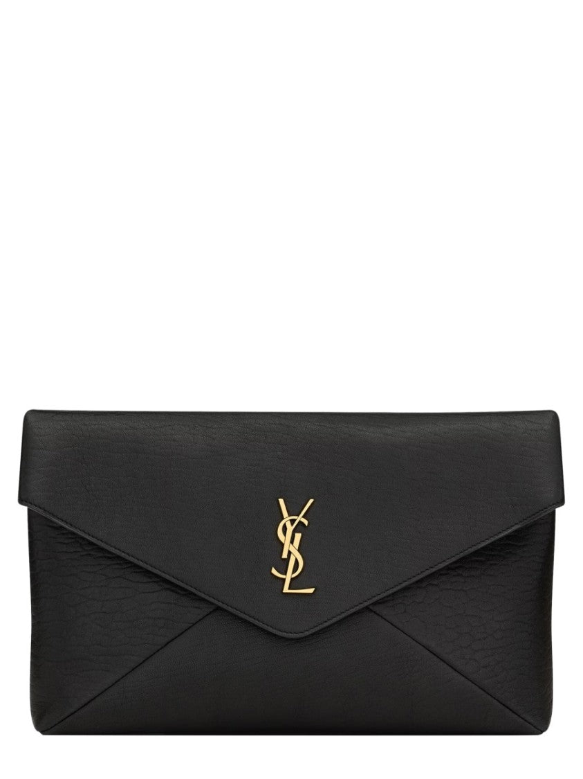 Saint Laurent Envelope-Style Clutch With Metallic Emblem