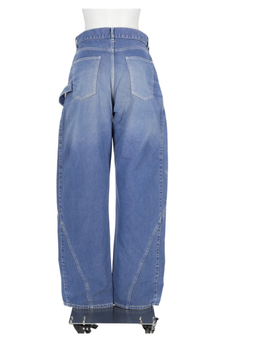 J. W. Anderson Blue High-Waisted Seam-Detail Cotton Wide-Leg Jeans