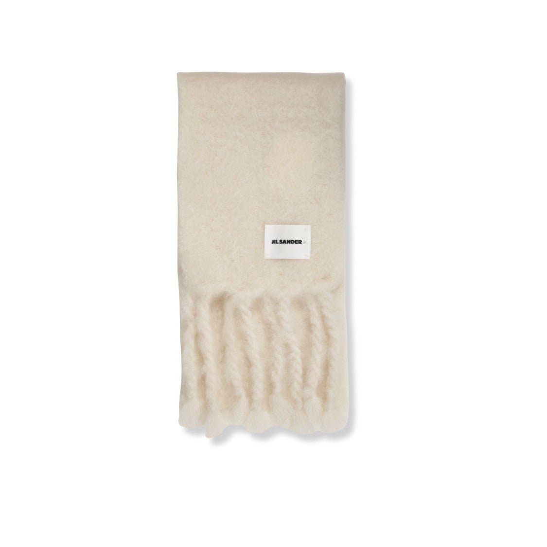 Jil Sander Bouclé Fringe Edge Logo Scarf