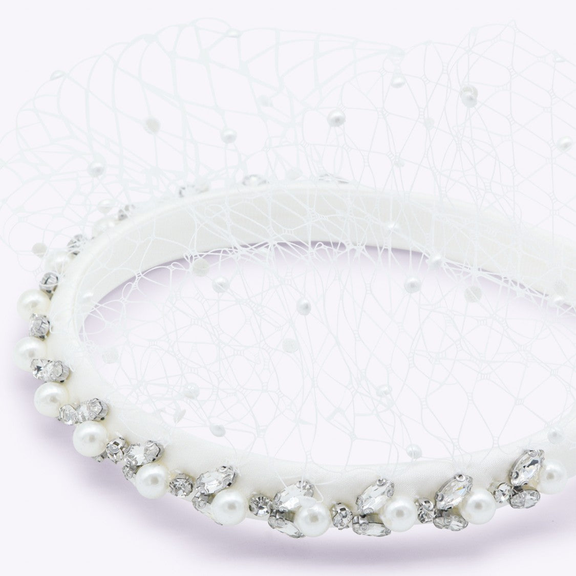 Self-Portrait Delicate White Headband With Pearls And Rhinestones