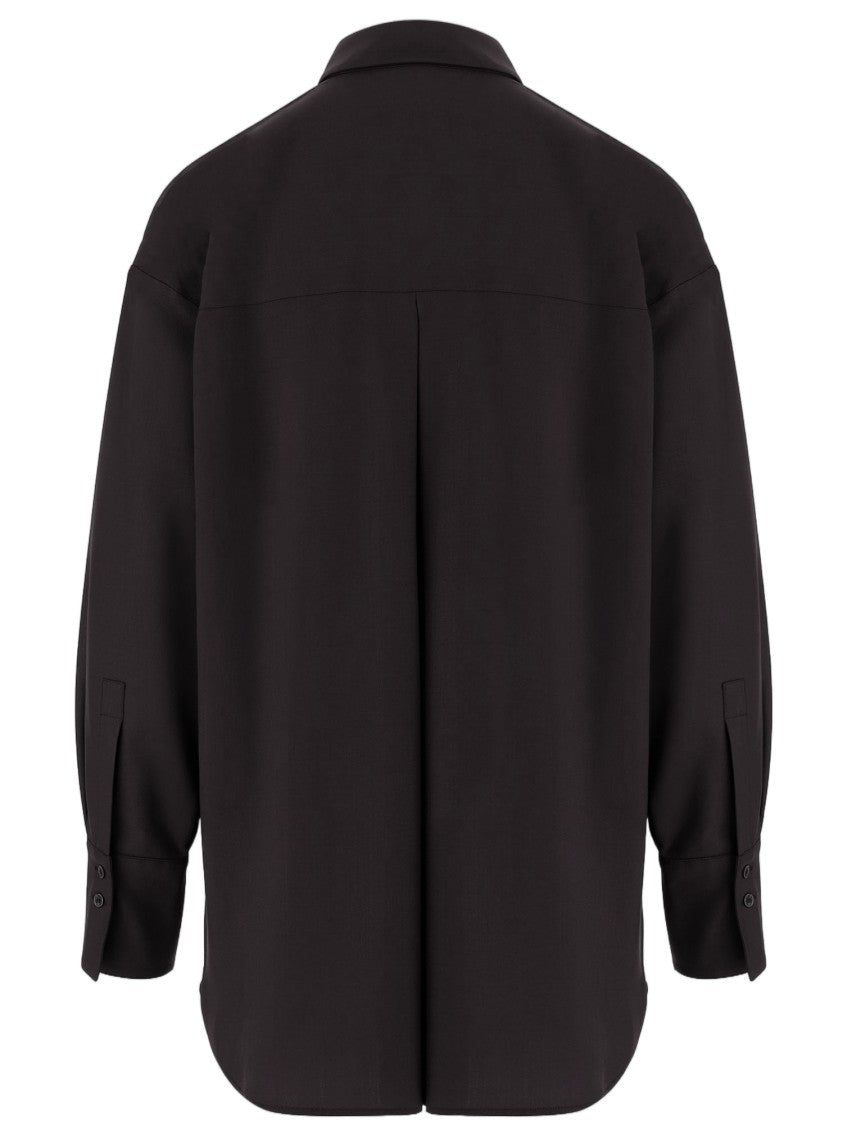 Ql2 Dark Purple Stretch Wool-Blend Shirt With Classic Collar
