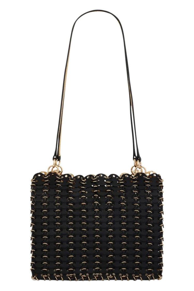 Rabanne Black Gold 1969 Flip Reversible Leather Shoulder Bag