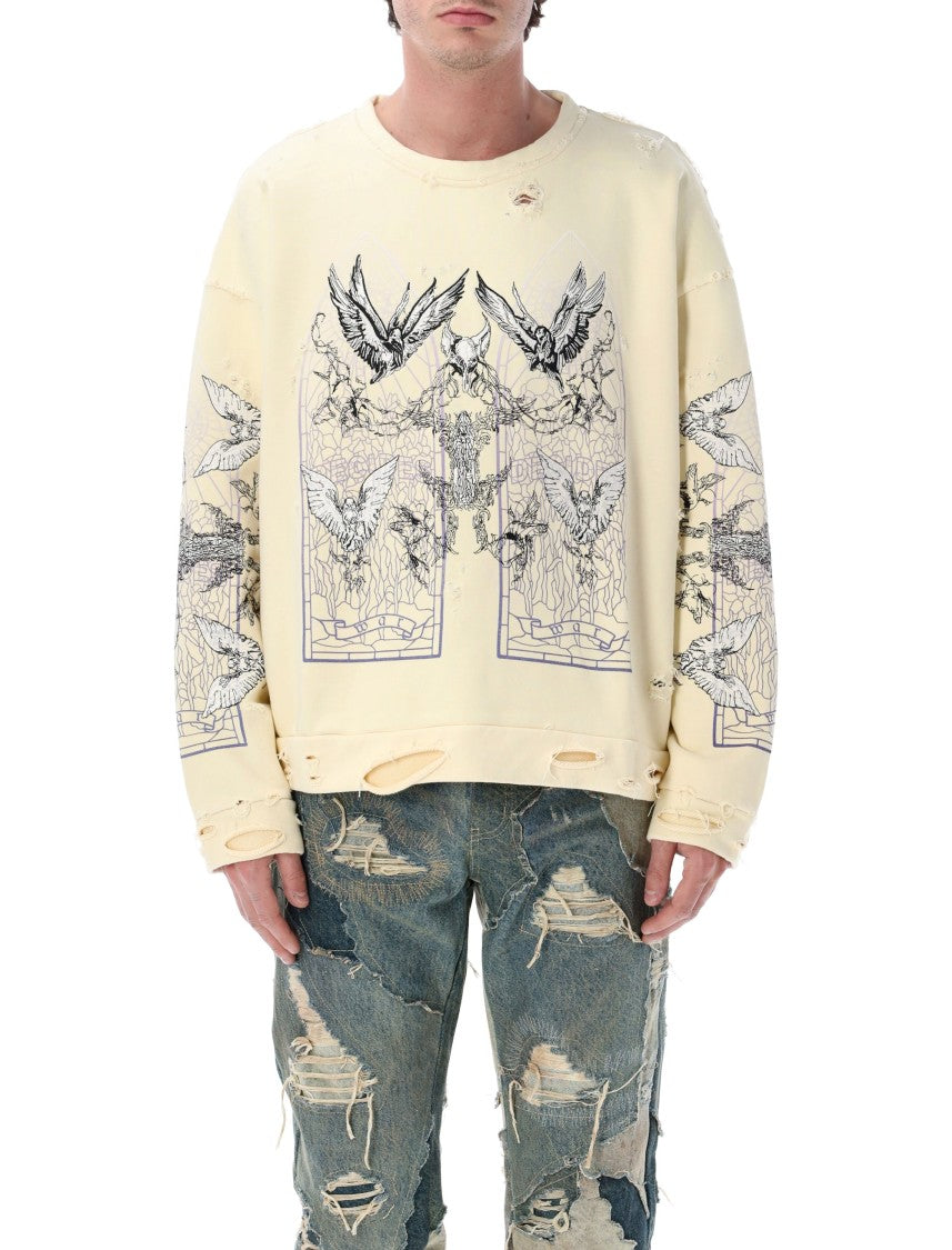 Who Decides War Ascension Relaxed Fit Distressed Pullover