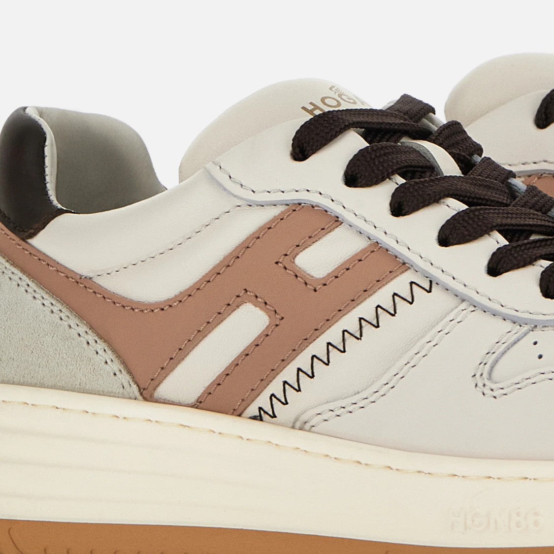Hogan Ivory And Taupe Leather Sneakers