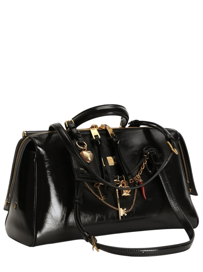 Dolce & Gabbana Victory Elongated Structured Detachable Strap Leather Handbag