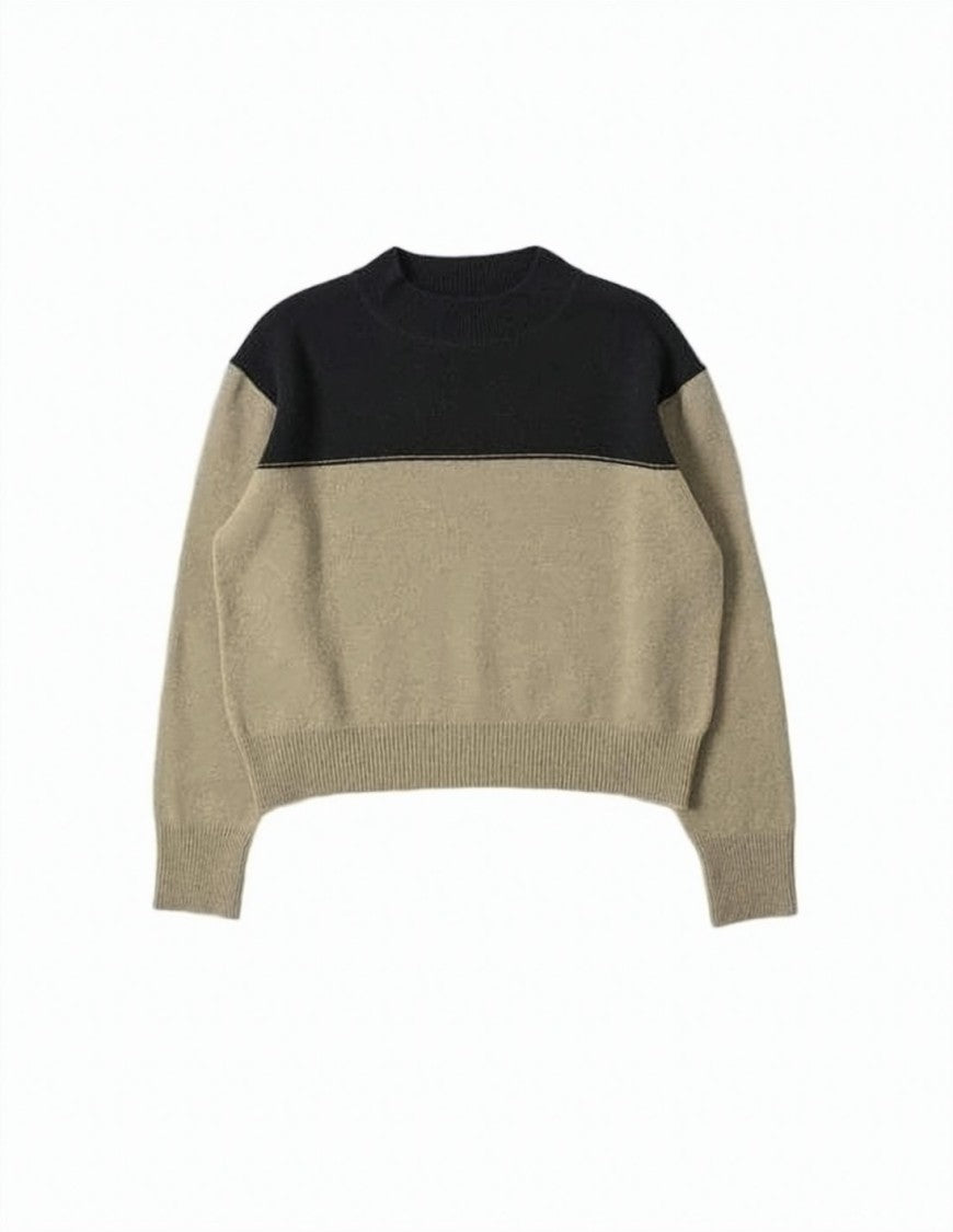 Margaret Howell Color-Block Cropped Wool Sweater