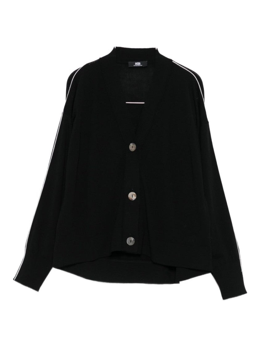 Alpha Studio V-Neck Knit Sweater In Merino Wool