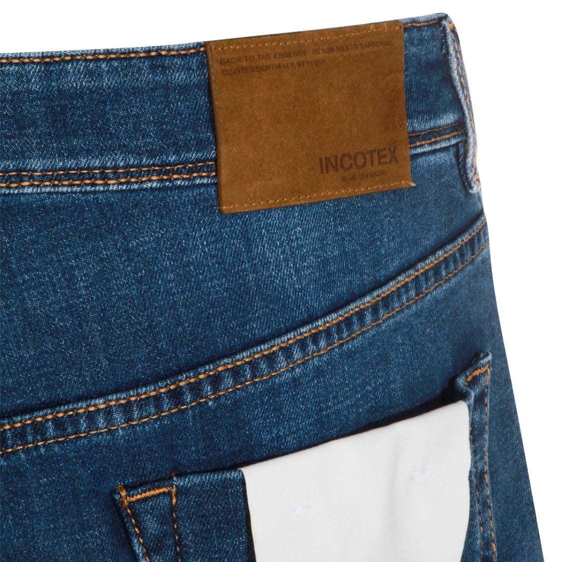 Incotex Blue Division Medium Blue Straight-Leg Jeans With Classic Five-Pocket Design
