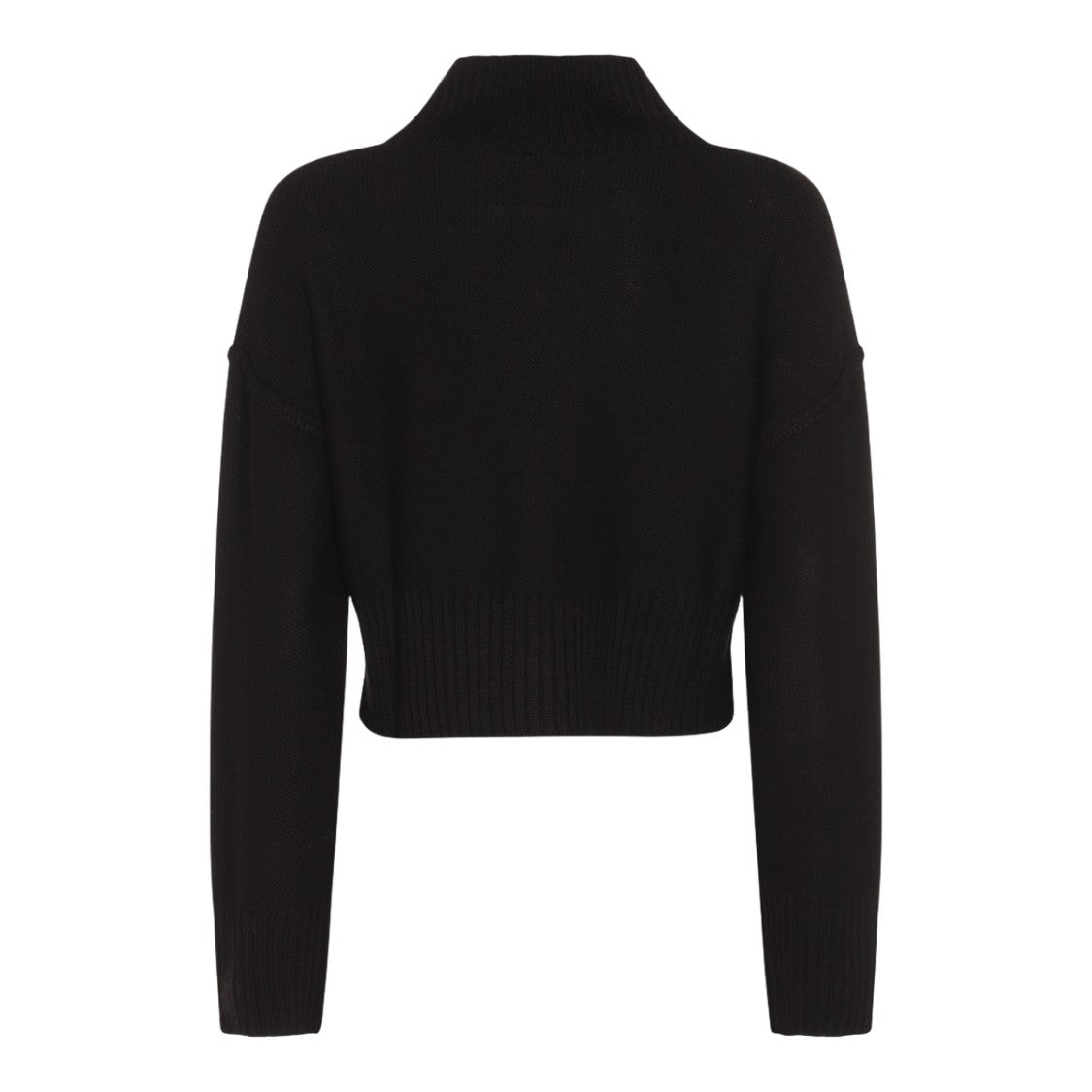 Mm6 By Maison Margiela Cropped Black Sweater With Asymmetrical Hem