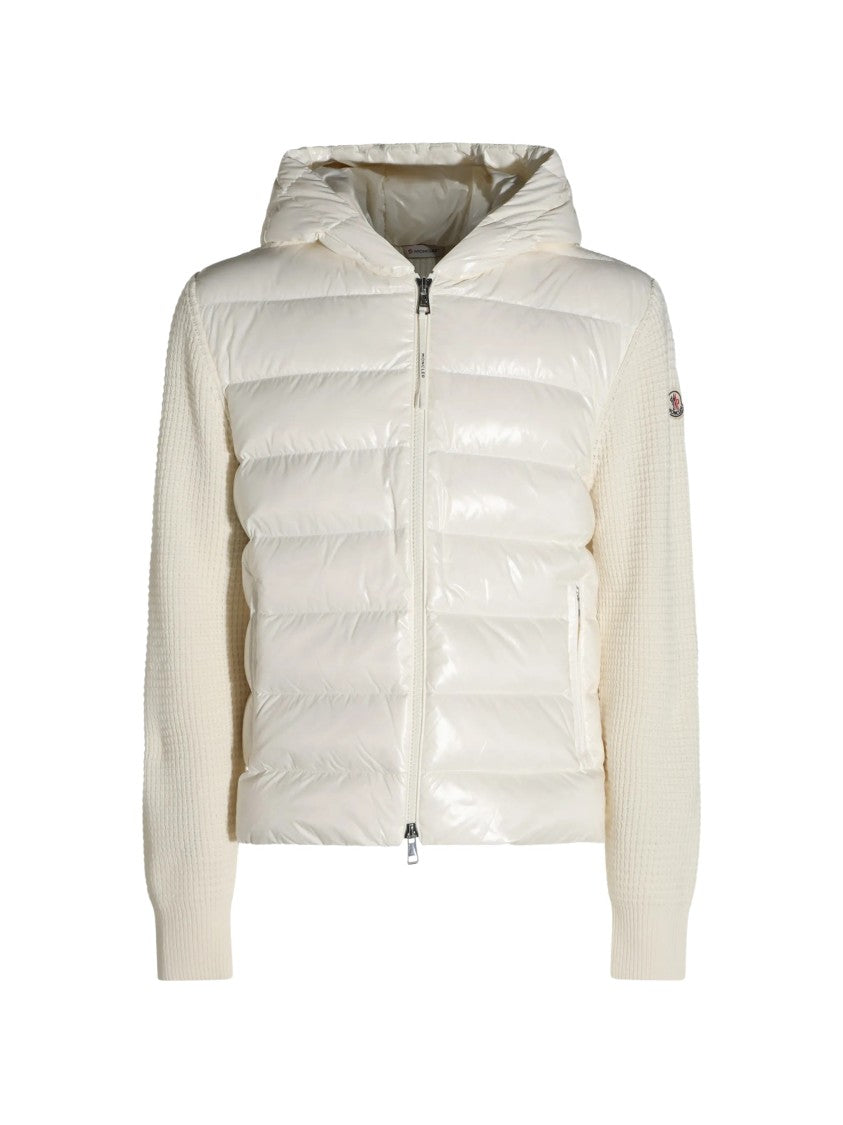 Moncler Ivory Quilted Virgin Wool Cashmere Cardigan