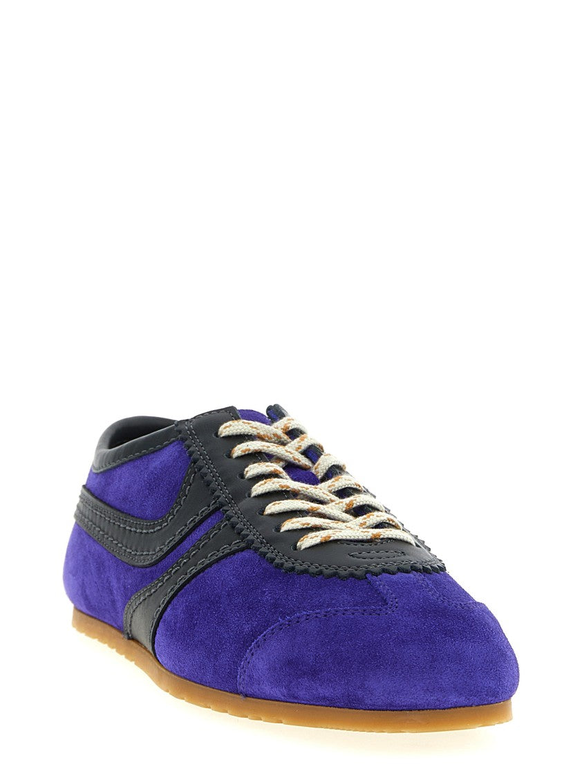 Dries Van Noten Suede Sneakers With Scalloped Edges And Leather Details