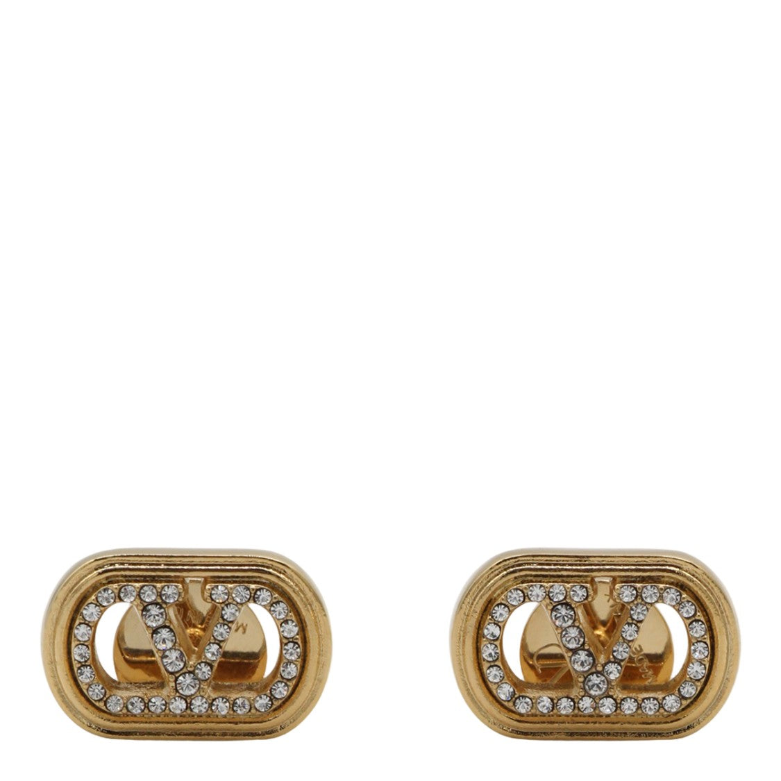 Valentino Garavani Oval-Shaped Stud Earrings With Initial Cut-Out Design