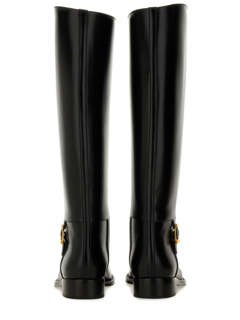 Saint Laurent Polished Black Calfskin Tall Boots